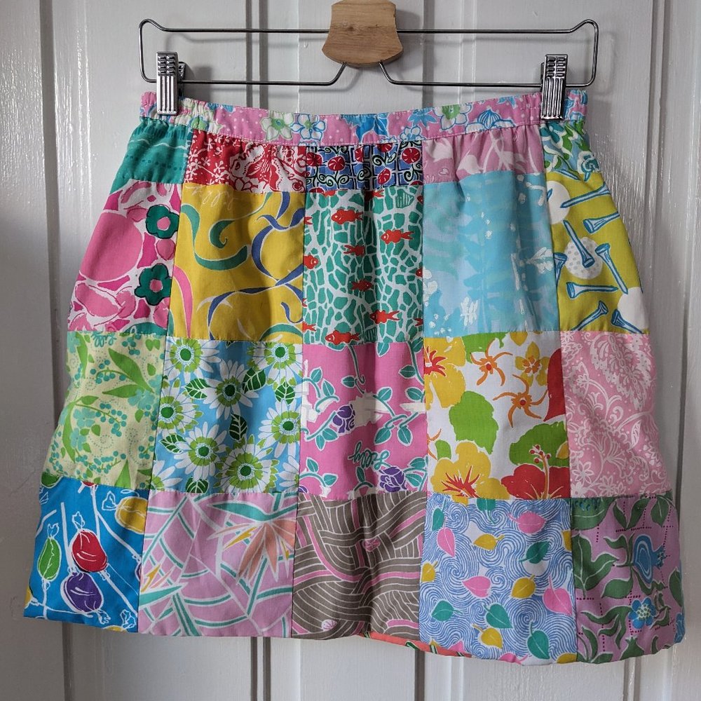 Vintage Lilly Pulitzer Patchwork Mini Skirt Sz S